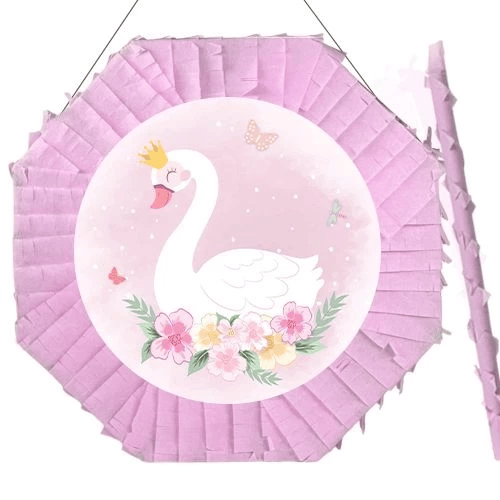 Pinyata Pembe KUĞU 42cm + Sopası Doğum Günü Eğlencesi Pinyata Patlatma Partisi