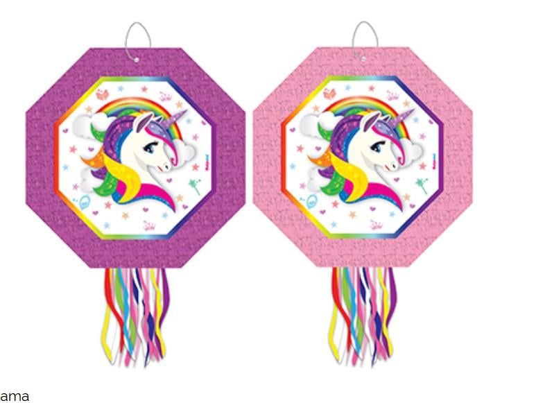 Pinyata Rainbow Unicorn 42 cm sopalı püsküllü gerçek patlayan doğum günü pinyatası 