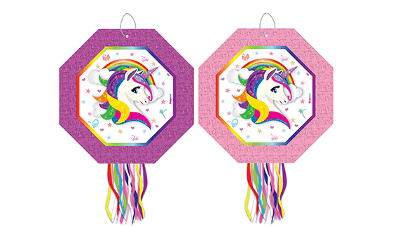 Pinyata Rainbow Unicorn 42 cm sopalı püsküllü gerçek patlayan doğum günü pinyatası 