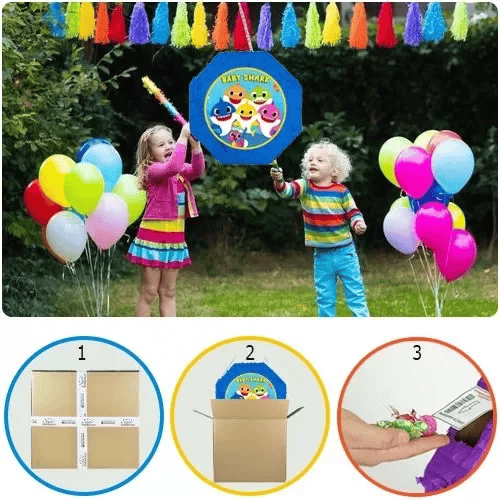 Pinyata Rainbow Unicorn 42 cm sopalı püsküllü gerçek patlayan doğum günü pinyatası 