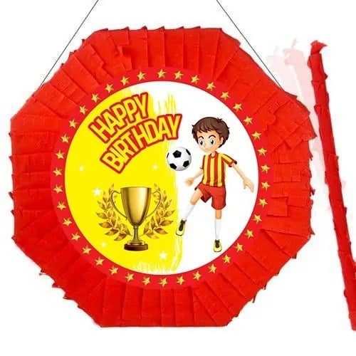 Pinyata Sarı Kırmızı Sopalı 42 cm Doğum Günü Parti Oyunu Seti