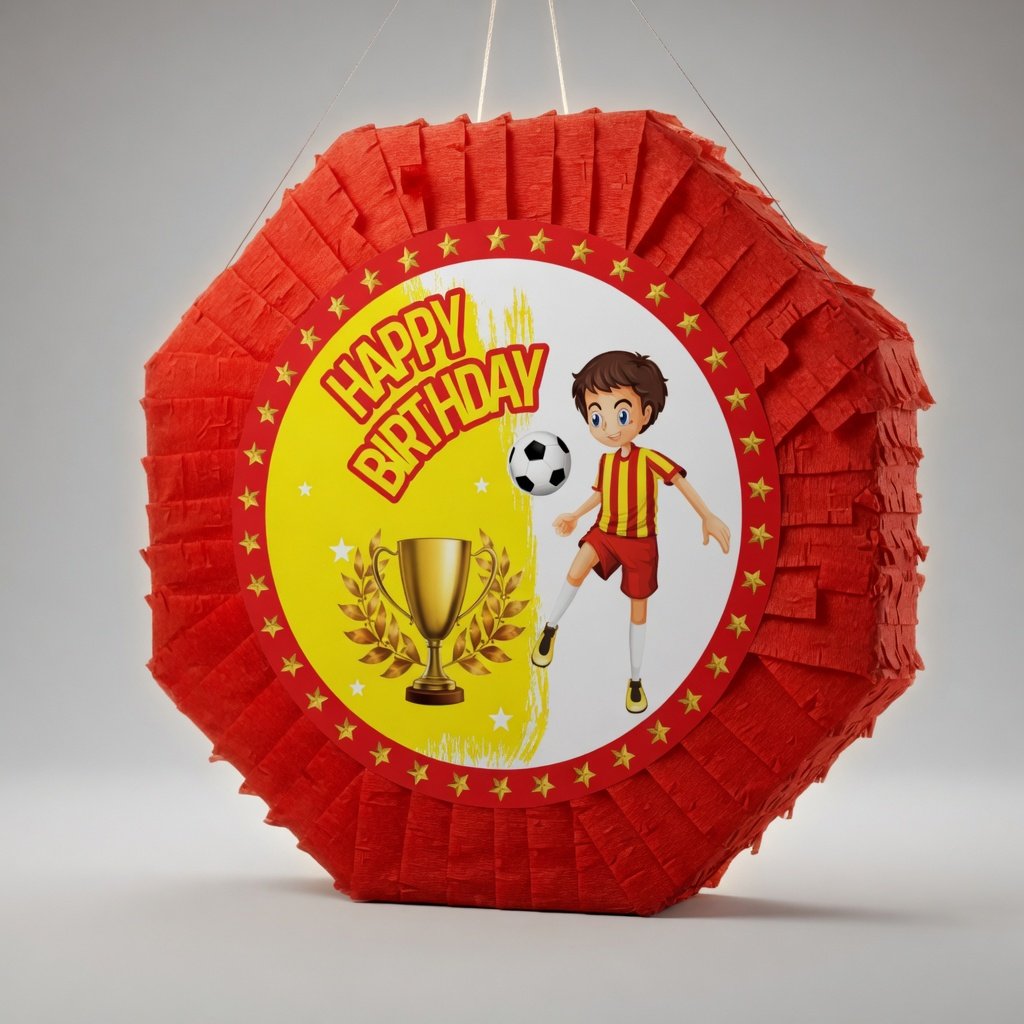 Pinyata Sarı Kırmızı Sopalı 42 cm Doğum Günü Parti Oyunu Seti