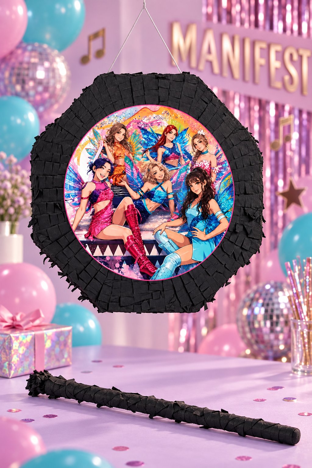 Pinyata SİYAH MANİFEST 42 cm sopalı