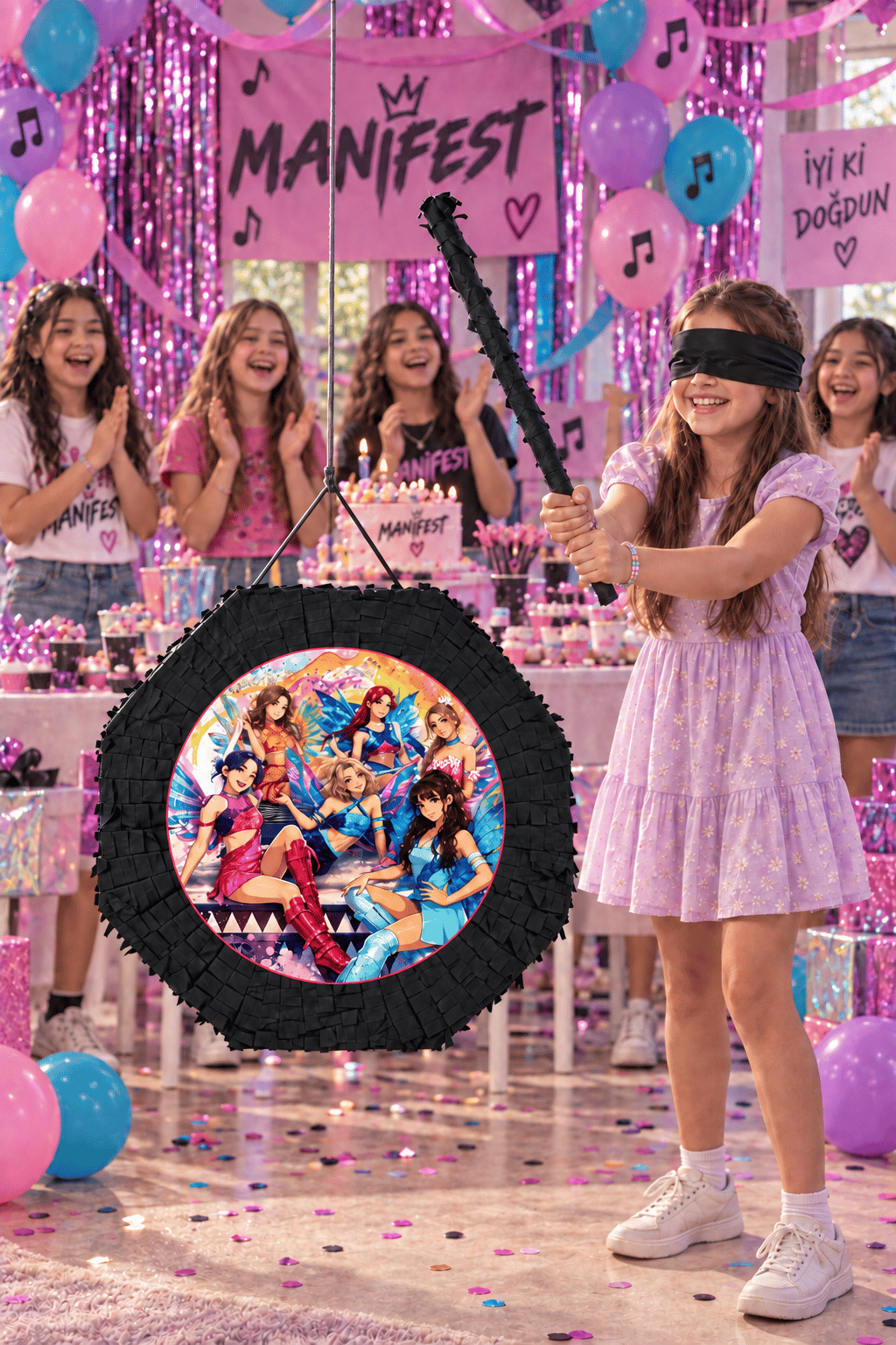 Pinyata SİYAH MANİFEST 42 cm sopalı