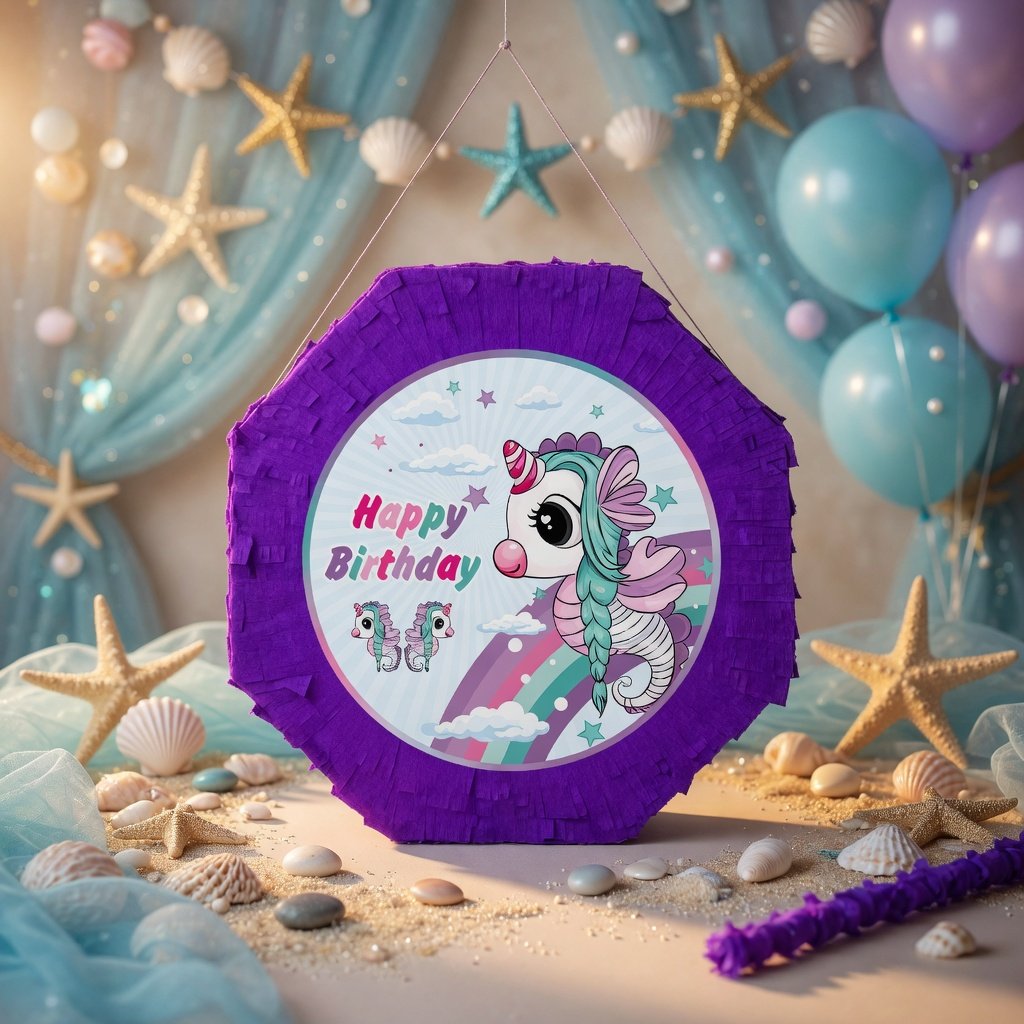 Pinyata UNİCORN DENİZ ATI 42cm sopalı