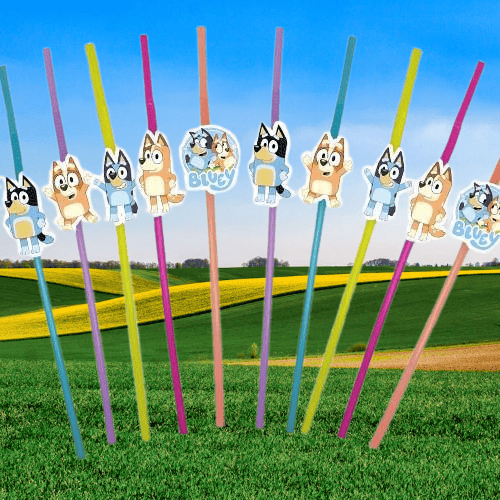 Pipet BLUEY Temalı Artistik Körüklü Pipet Doğum Günü Eğlencesi 