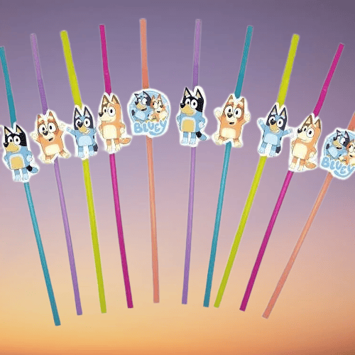 Pipet BLUEY Temalı Artistik Körüklü Pipet Doğum Günü Eğlencesi 