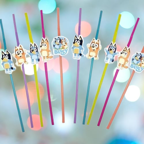 Pipet BLUEY Temalı Artistik Körüklü Pipet Doğum Günü Eğlencesi 