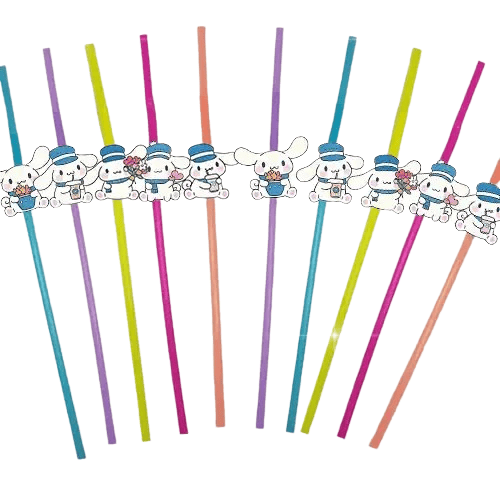Pipet Cinnamoroll 10'lu Artistik Körüklü Pipet Doğum Günü Eğlencesi