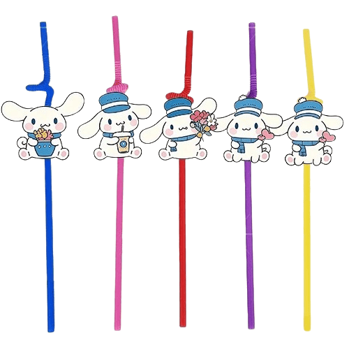 Pipet Cinnamoroll 10'lu Artistik Körüklü Pipet Doğum Günü Eğlencesi
