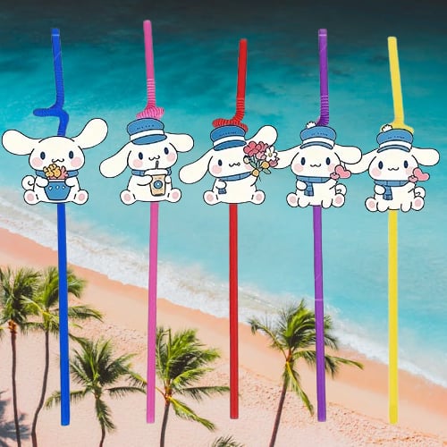 Pipet Cinnamoroll 10'lu Artistik Körüklü Pipet Doğum Günü Eğlencesi