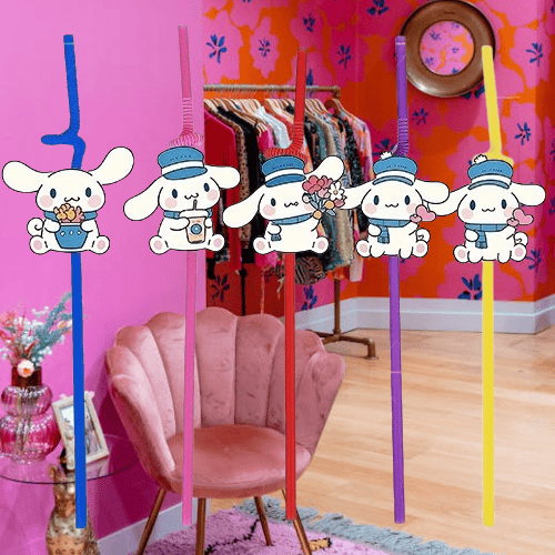 Pipet Cinnamoroll 10'lu Artistik Körüklü Pipet Doğum Günü Eğlencesi