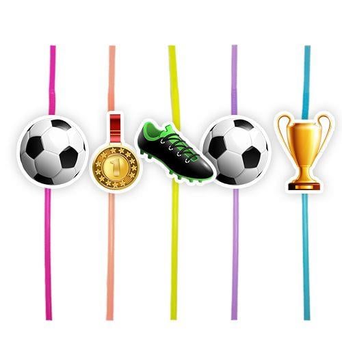 Pipet Futbol  temalı 10lu Artistik Pipet Doğum Günü eğlenceli parti pipeti