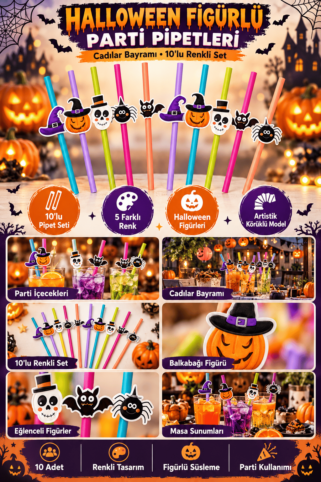 Pipet Halloween -Cadılar Bayramı 10lu artistik 