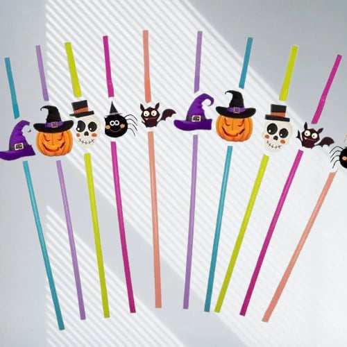 Pipet Halloween -Cadılar Bayramı 10lu Artistik Körüklü Pipet