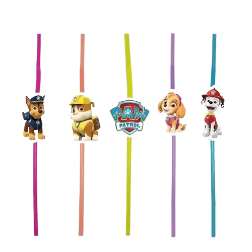 Pipet lisanlı Paw Patrol Temalı 10 lu Artistik Körüklü Pipet Doğum Günü Masa Dekarasyonu