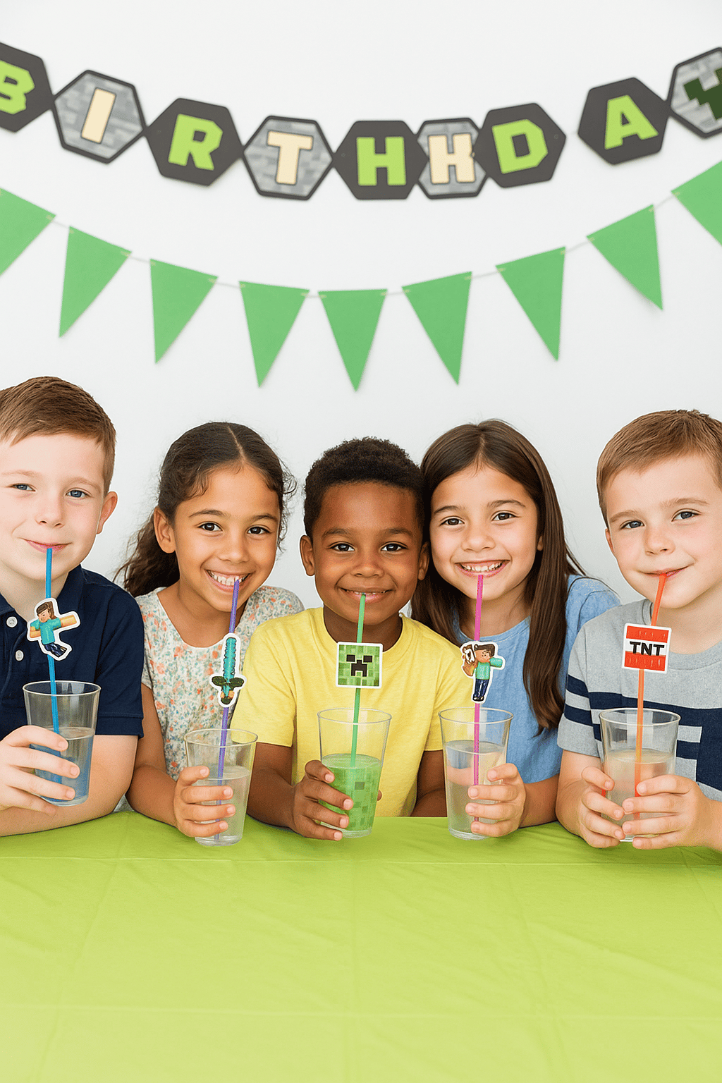Pipet MİNECRAFT Temalı 10 lu Artistik Pipet Doğum Günü eğlenceli pipet