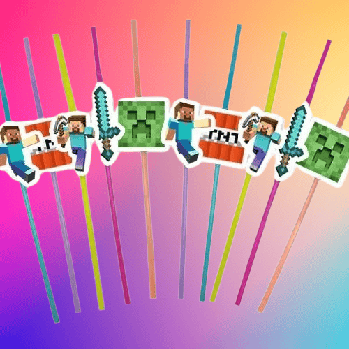 Pipet MİNECRAFT Temalı 10 lu Artistik Pipet Doğum Günü eğlenceli pipet