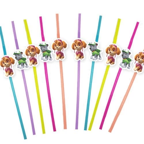 Pipet Paw Patrol Sky 10 lu artistik pipet körüklü doğum günü eğlenceli pipet