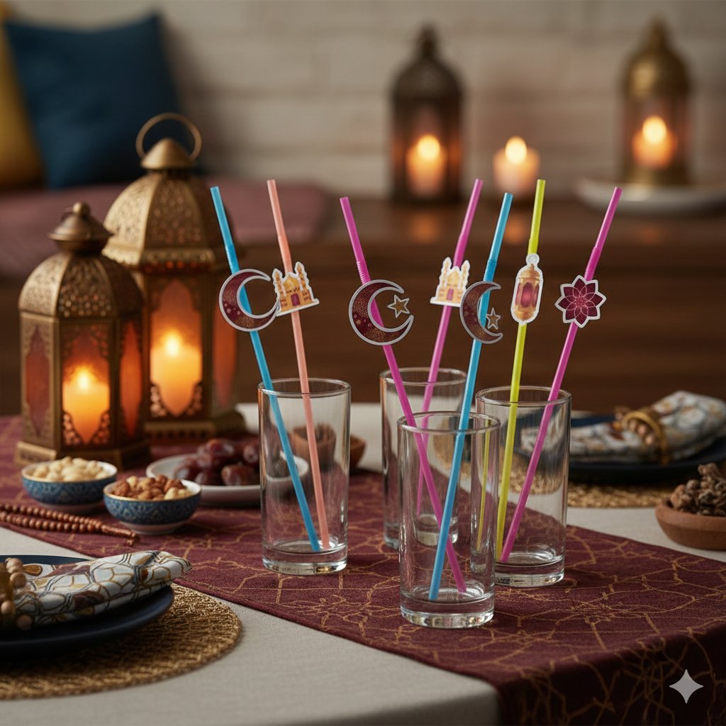 Pipet Ramazan ve dini temalı  pipet 10 lu artistik pipet Bordo