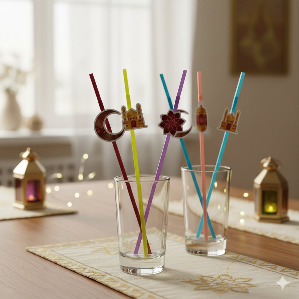 Pipet Ramazan ve dini temalı  pipet 10 lu artistik pipet Bordo