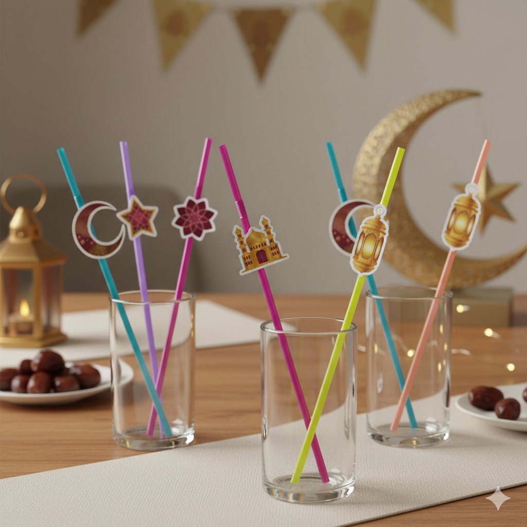 Pipet Ramazan ve dini temalı  pipet 10 lu artistik pipet Bordo