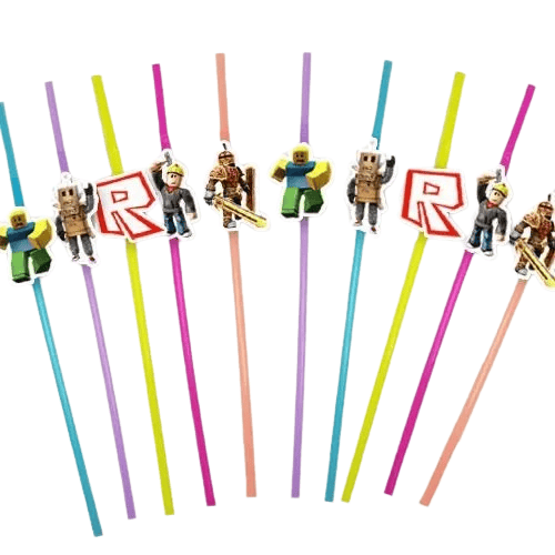 Pipet ROBLOX  Temalı Körüklü Artistik Pipet Doğum Günü Malzemesi