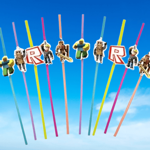Pipet ROBLOX  Temalı Körüklü Artistik Pipet Doğum Günü Malzemesi