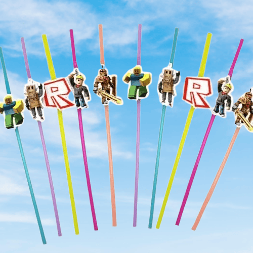 Pipet ROBLOX  Temalı Körüklü Artistik Pipet Doğum Günü Malzemesi