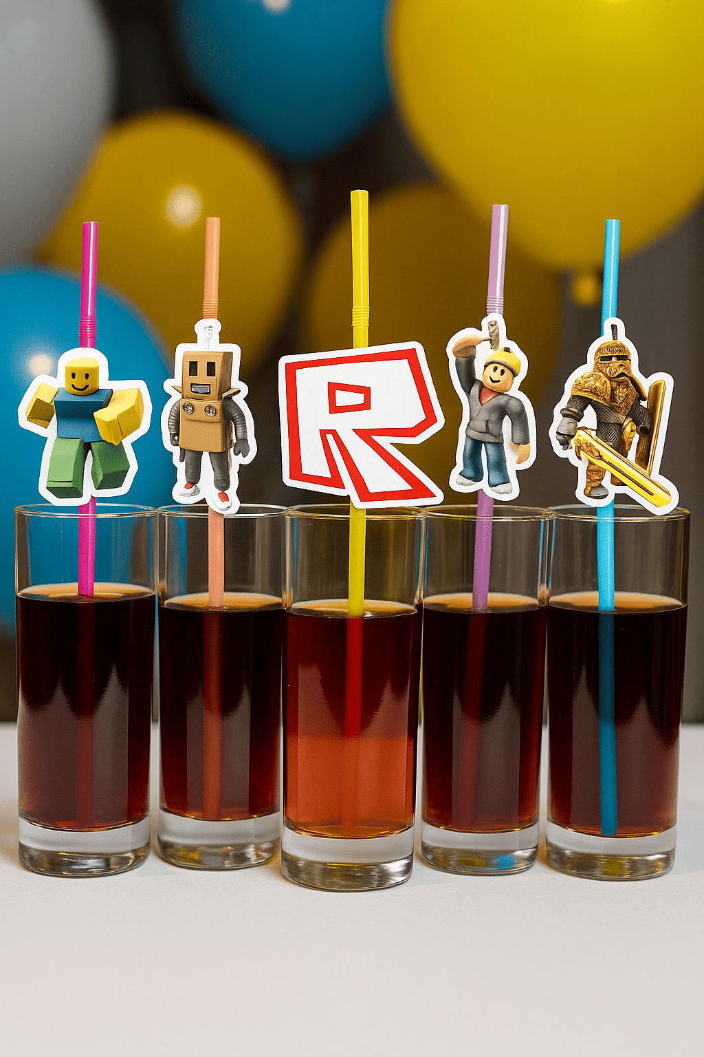 Pipet ROBLOX  Temalı Körüklü Artistik Pipet Doğum Günü Malzemesi