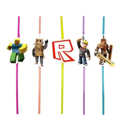 Pipet ROBLOX  Temalı Körüklü Artistik Pipet Doğum Günü Malzemesi