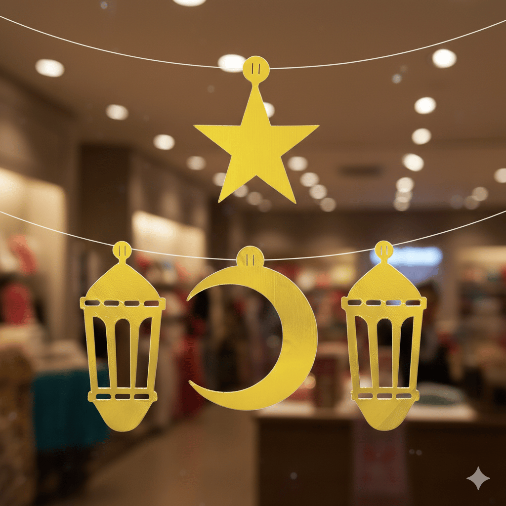 Ramazan Dekorasyon Süs Seti (4 parça) gold varaklı asmalı
