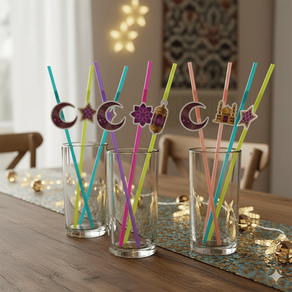 Ramazan Figürlü Artistik Pipet Mor 10 Adet