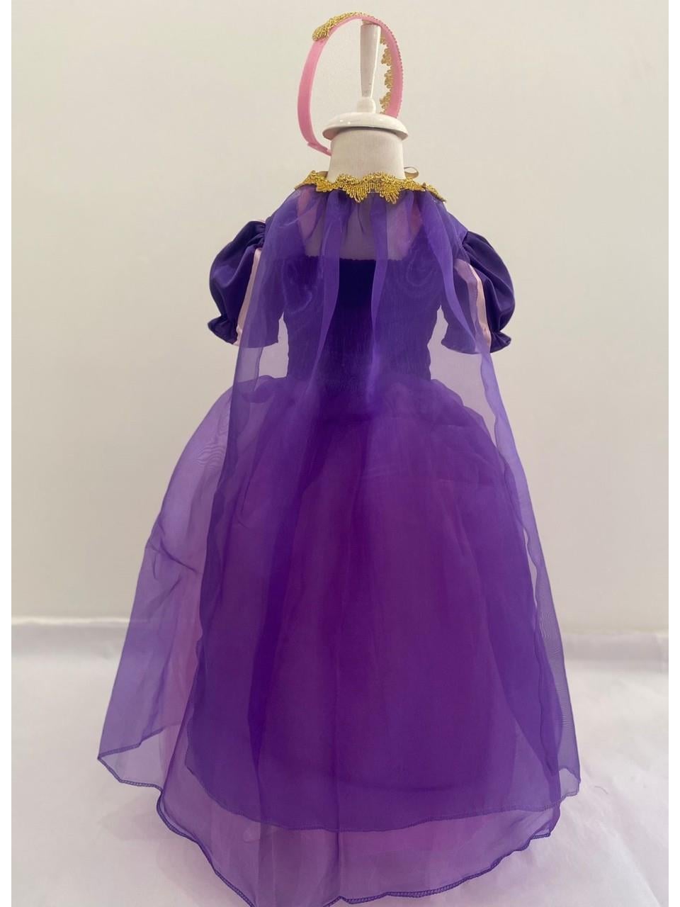 Rapunzel Uzun Kostüm 2-3 Yaş Taç, Tarlatan ve Pelerin
