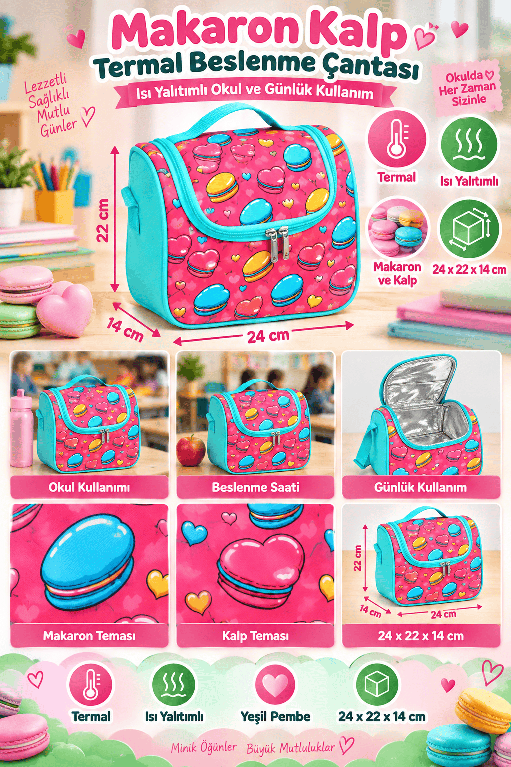 Relaxion lux Belenme çantası yeşil pembe makaron