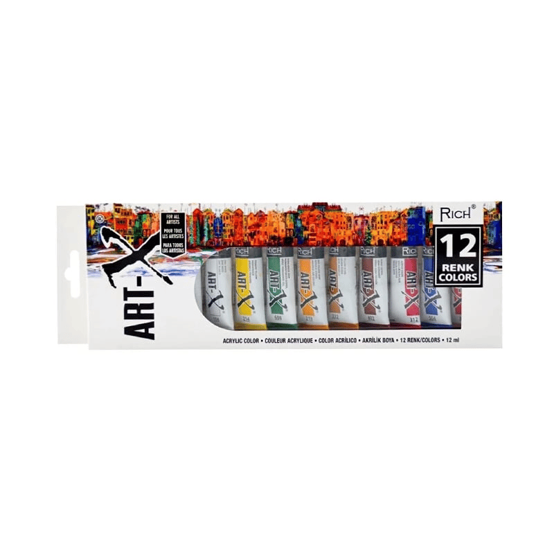 Rich Akrilik Set Art-X 12 Renk 12ml Tüp 07521