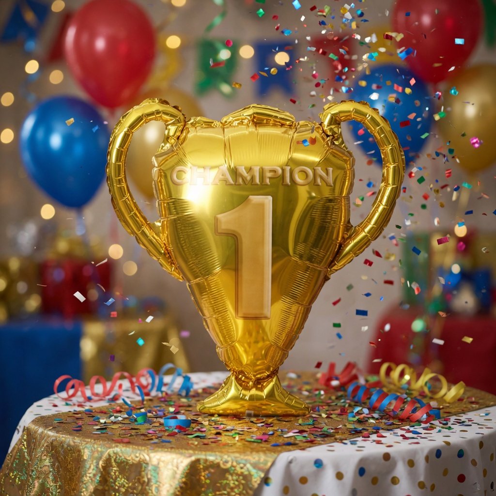 Şampiyon Kupa Folyo Balon 70x65 cm Parti Süsleme Kutlama Dekor Balon