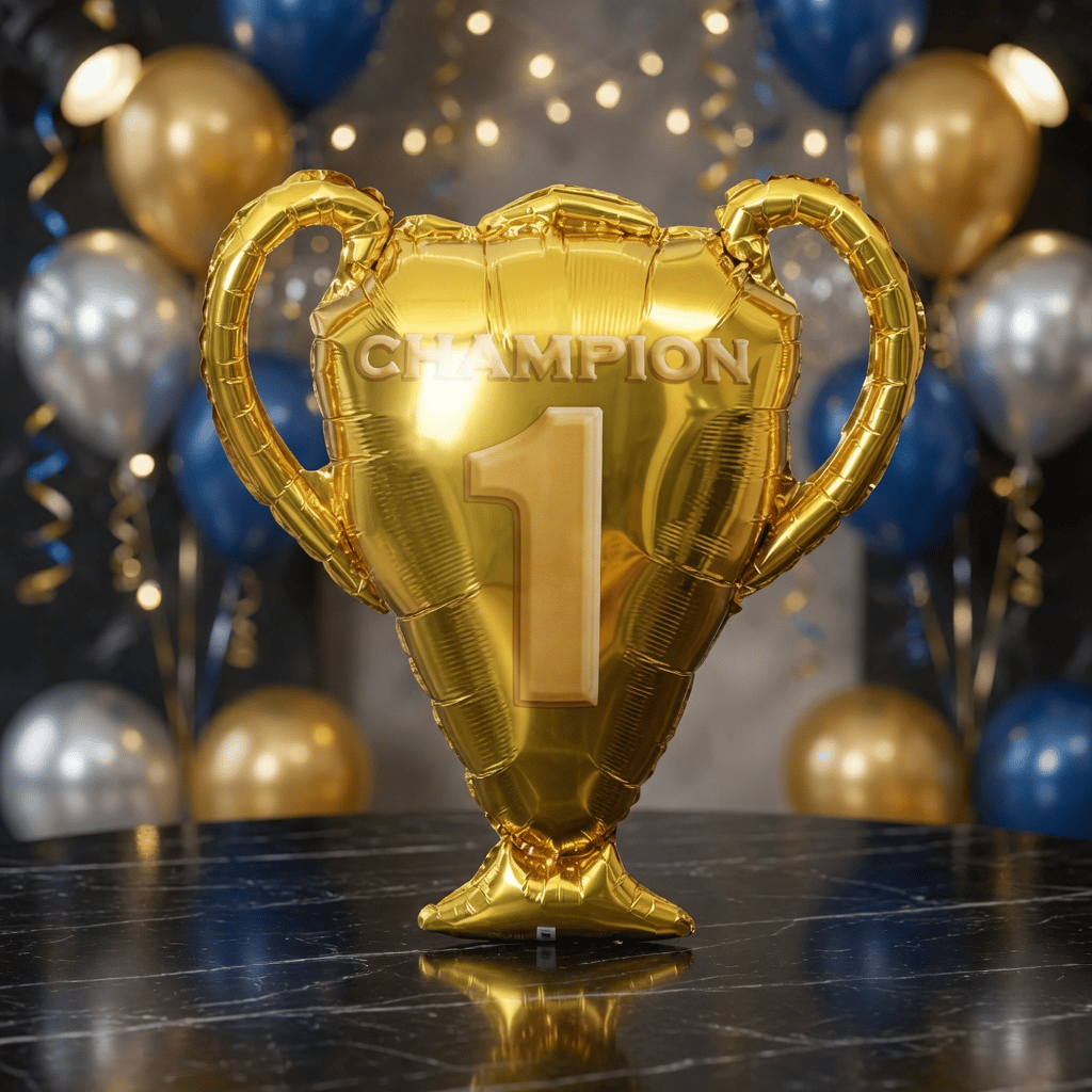 Şampiyon Kupa Folyo Balon 70x65 cm Parti Süsleme Kutlama Dekor Balon