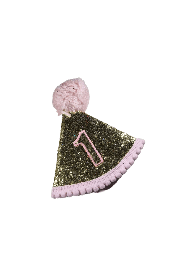 Şapka mini Jüt Model Ponponlu 1 Yaş Simli Pembe