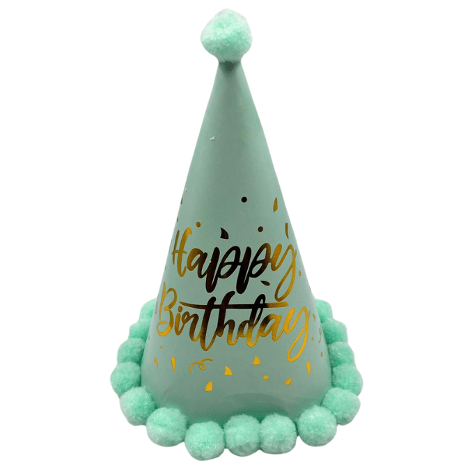 Şapka Ponponlu MAKARON YEŞİL happy birthd 25cm