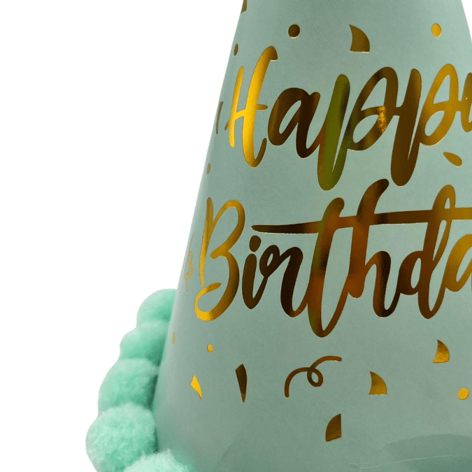 Şapka Ponponlu MAKARON YEŞİL happy birthd 25cm