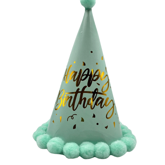 Şapka Ponponlu MAKARON YEŞİL happy birthd 25cm