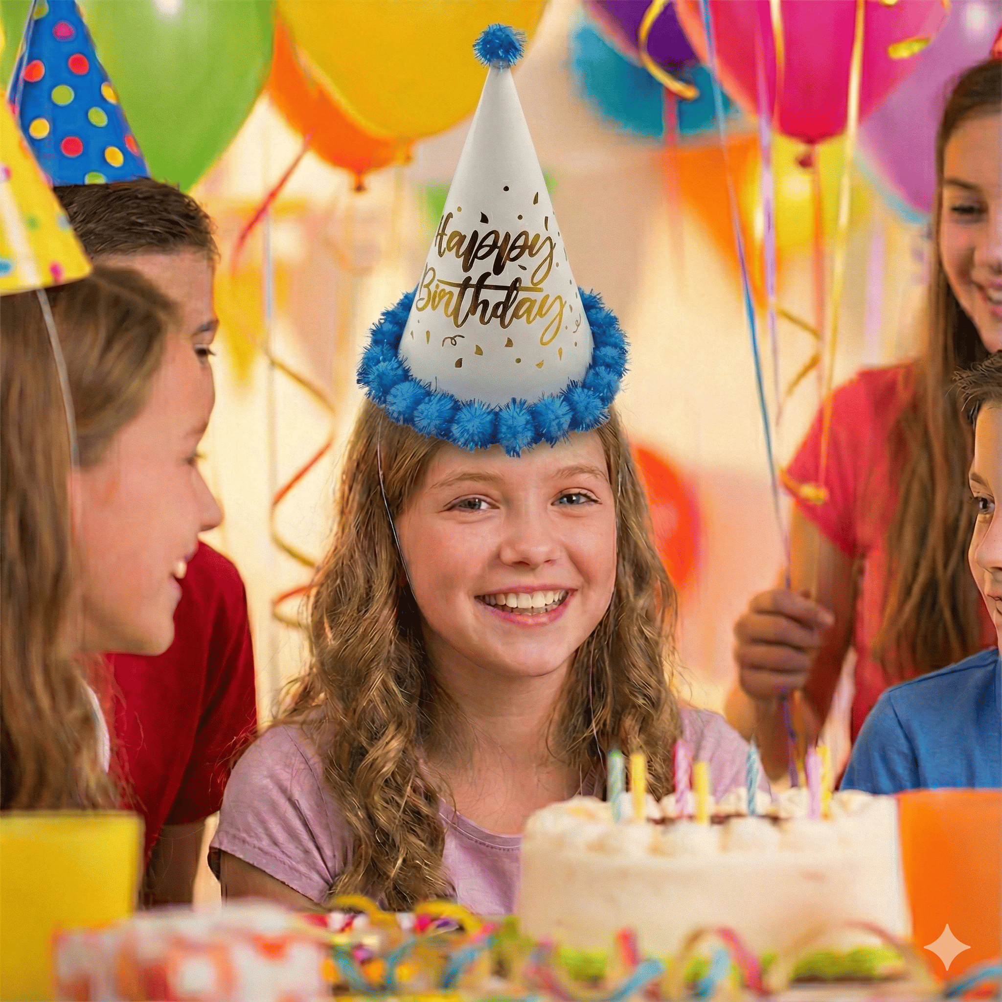 Şapka Ponponlu varaklı happy birthday MAVİ 25CM