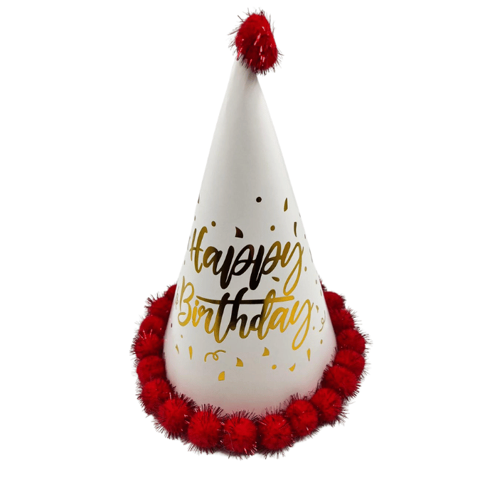 Şapka Ponponlu varaklı happy birthday KIRMI 25CM