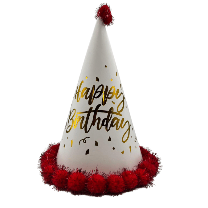 Şapka Ponponlu varaklı happy birthday KIRMI 25CM