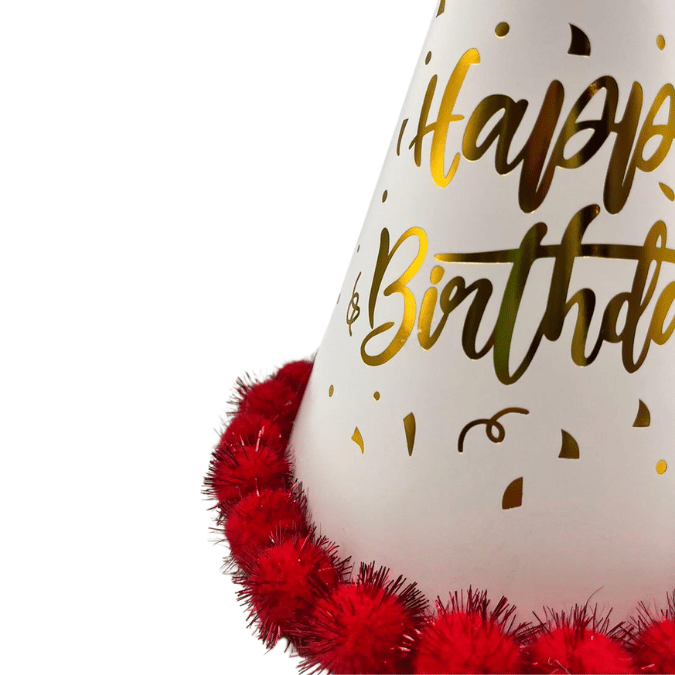 Şapka Ponponlu varaklı happy birthday KIRMI 25CM