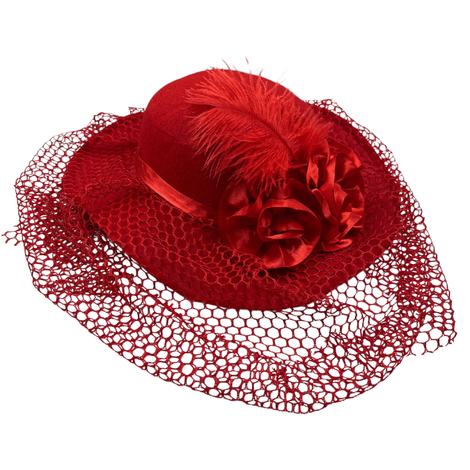Şapka VUALET JIRMIZI çiçekli tüylü lüks