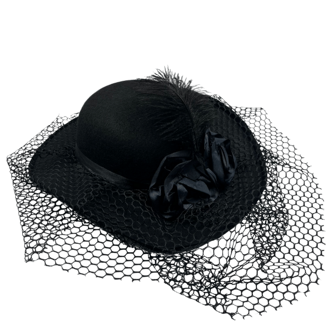 Şapka VUALET SİYAH çiçekli tüylü lüks