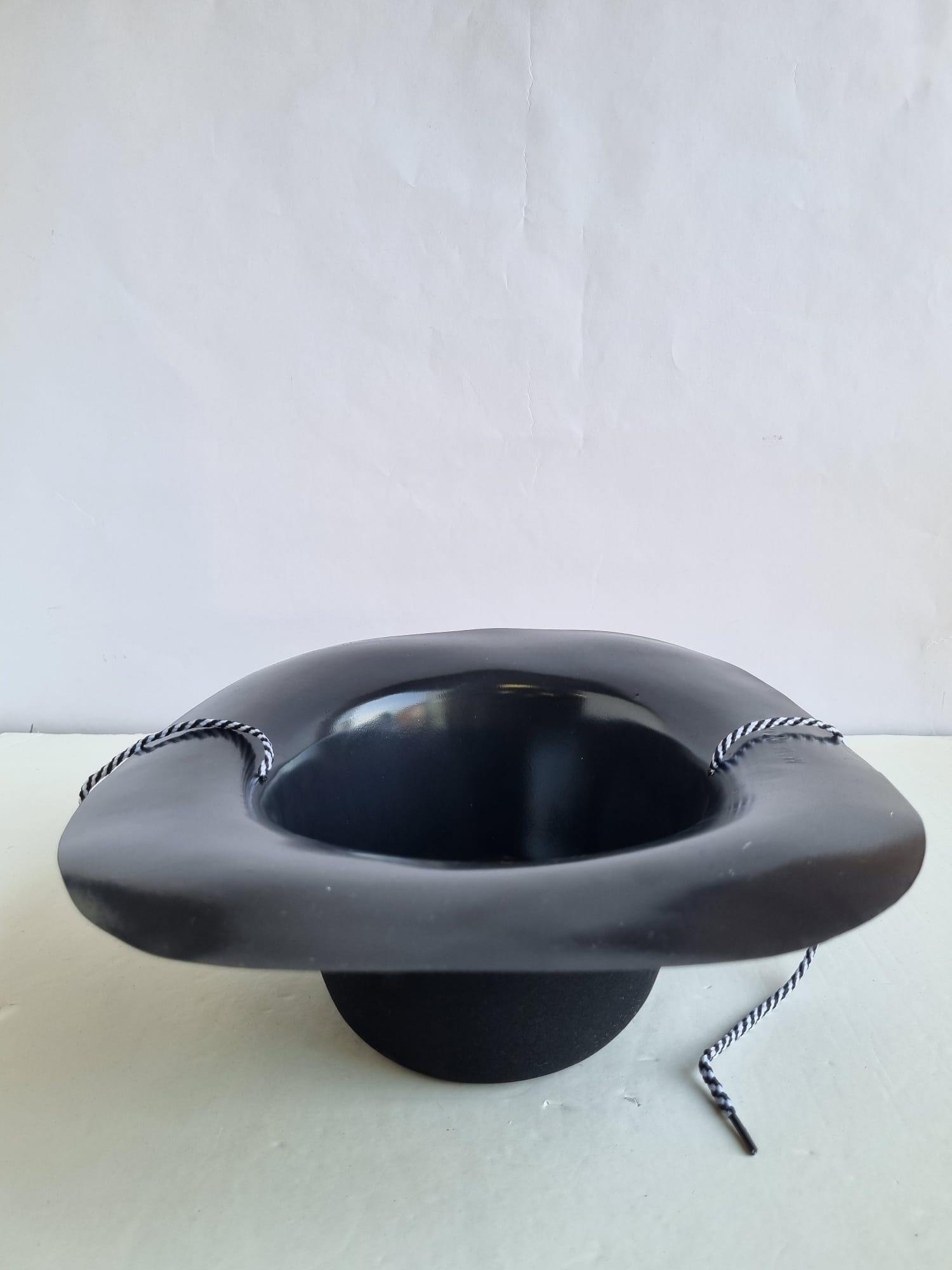 Siyah Kadife Kaplama Çocuk Kovboy Gösteri Şapkası - Bağcıklı Retro