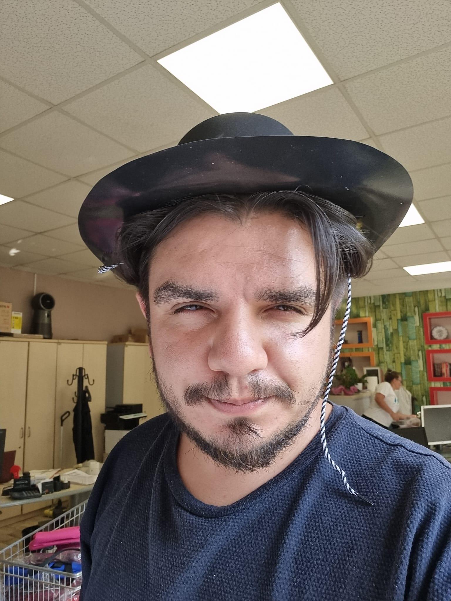 Siyah Kadife Kaplama Çocuk Kovboy Gösteri Şapkası - Bağcıklı Retro